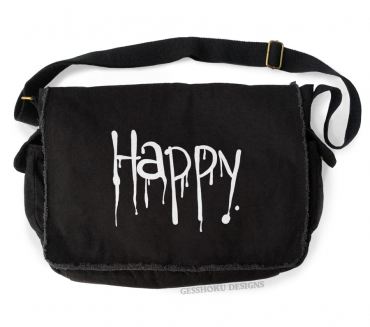 "Happy" Dripping Text Messenger Bag