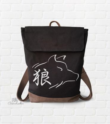 Ookami Wolf Canvas Zippered Rucksack