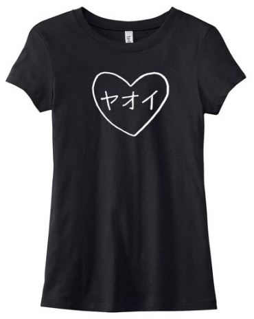 Yaoi Heart Katakana Ladies T-shirt