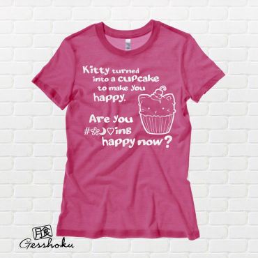 Kitty Turned into a Cupcake Ladies T-shirt